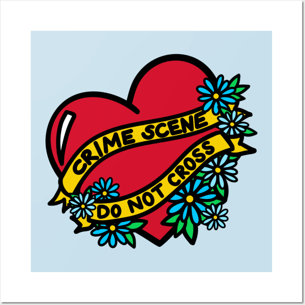 Crime Scene Tape Vintage Heart Tattoo Wall Art by izzyfaye